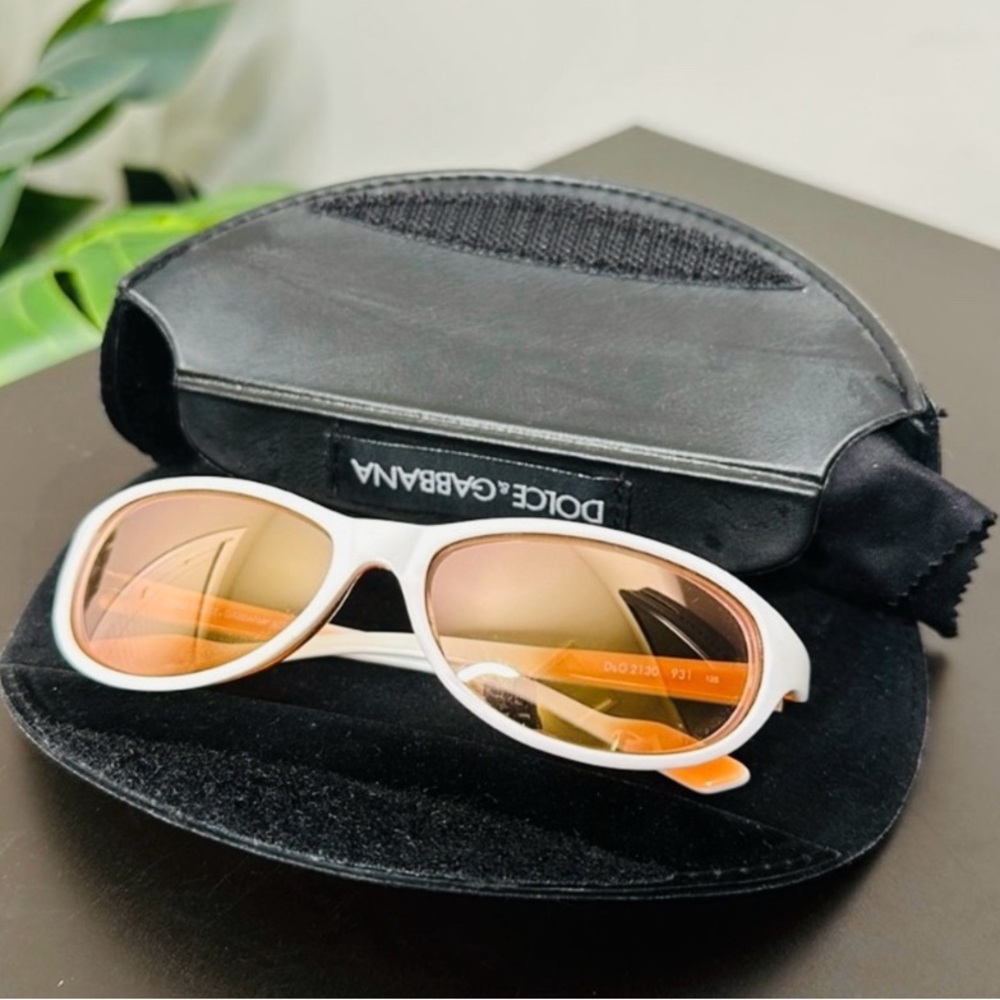 Dolce & Gabbana Authentic Sunglasses in White with Orange and Case